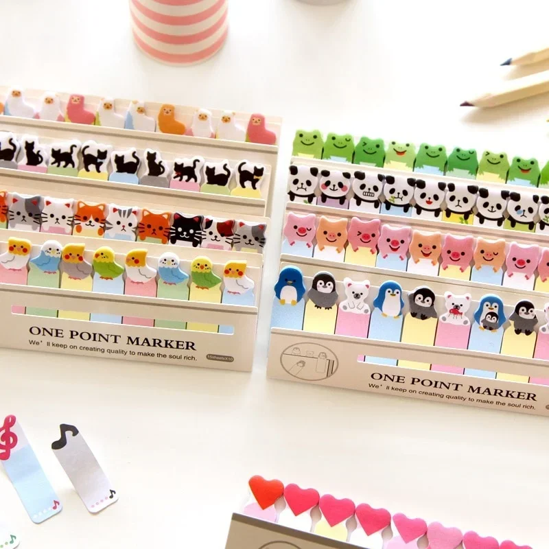 Cartoon Cat Panda Self-Adhesive N Times Memo Pad Sticky Notes Bookmark Stationery Label Stickers