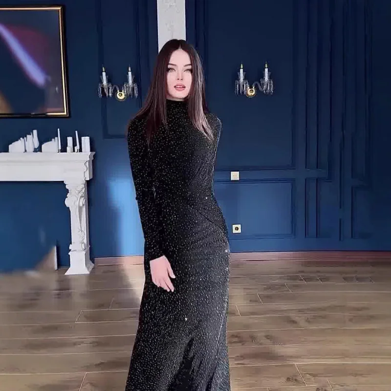 

Elegant Party Dresses 2025 Women's Clothes Long Sleeve Sequin Skirt For Wedding Guest Woman Dress And Birthday Evening Dress