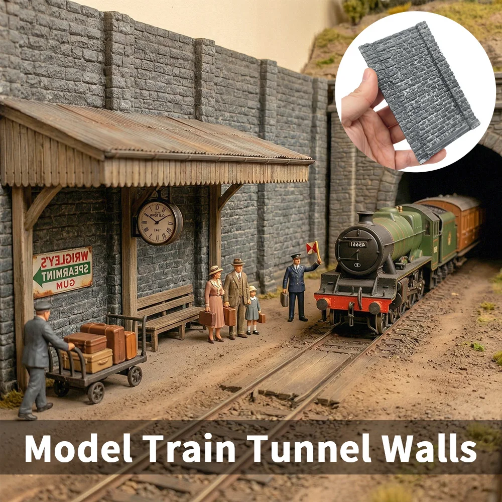 

Модельные стены тоннеля для железной дороги масштаба 1:87 HO, секции кирпичных стен из гипса для диорамы, 1 шт.