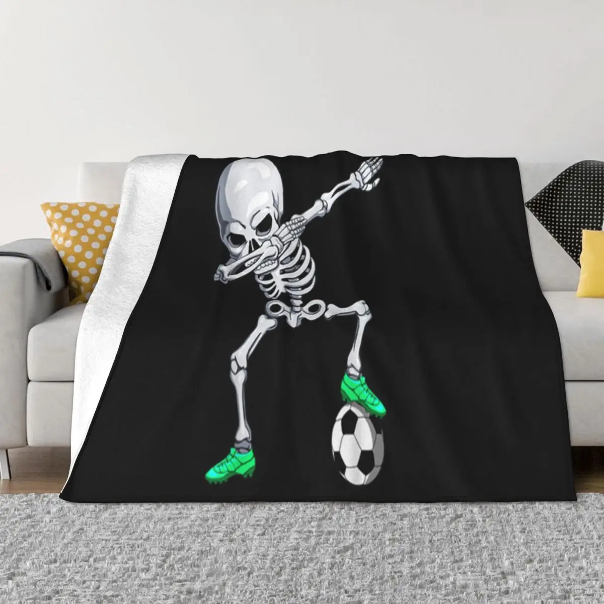 Original Halloween Dabbing Skeleton Apparel Soccer Player Dab Boys Discount Man Throw Blanket