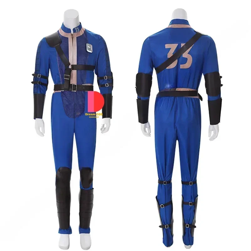 Mn1 outono cos out lucy cosplay traje vault 33 feminino masculino sobrevivente terno macacão uniforme prop crianças vestido de festa de halloween wo8/yg