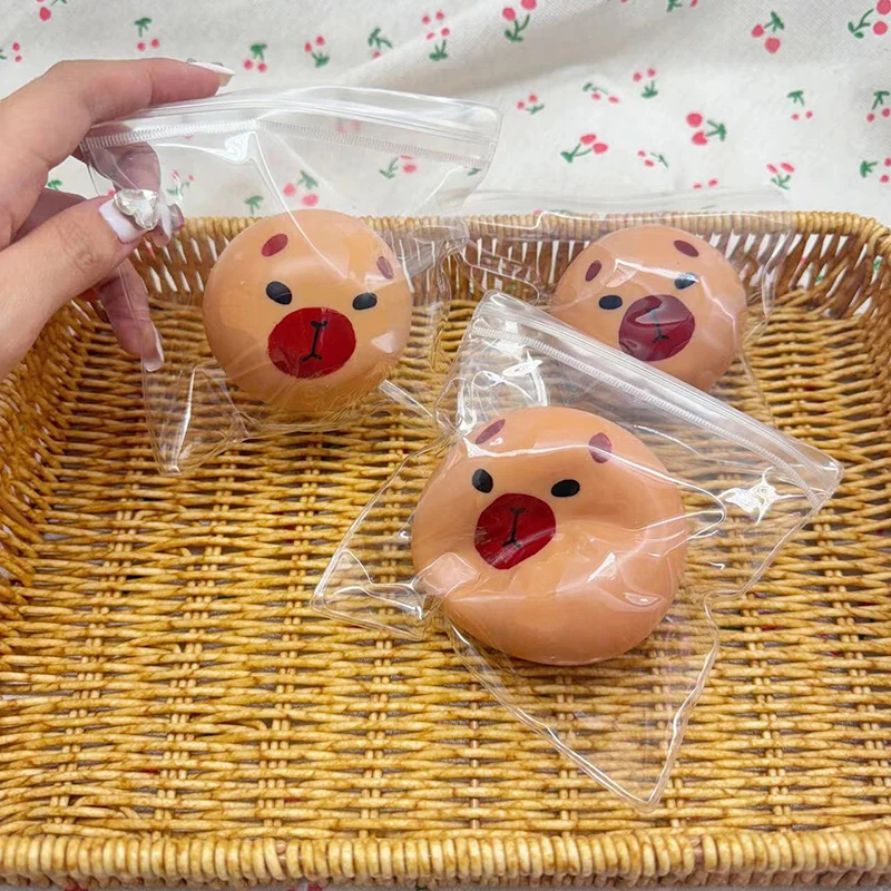 Cute Cartoon Capybara Stress Relief Toy Anti-stress Toys Children Elastic Rebound Toys Decompression Squeeze Toy Party Gifts