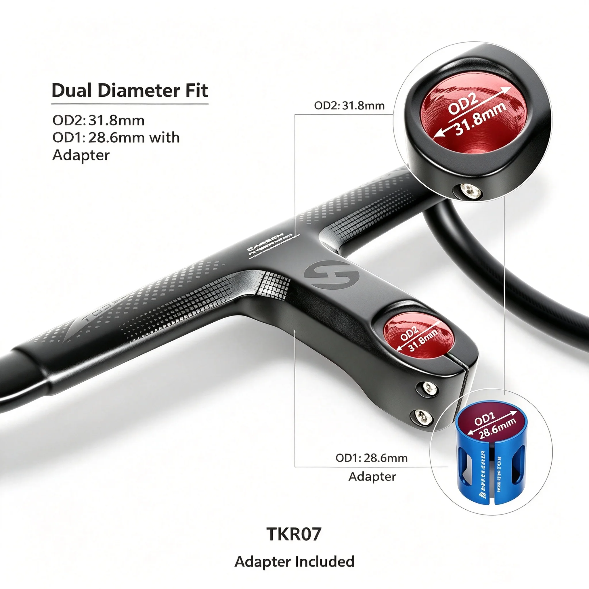 TOSEEK Vollcarbon-Integrierter Rennradlenker Cockpit OD2 Internes Kabel 28,6/31,8mm -6 ° Mit Abstandshaltern 380/400/420mm für Drop Bar – Detail 5
