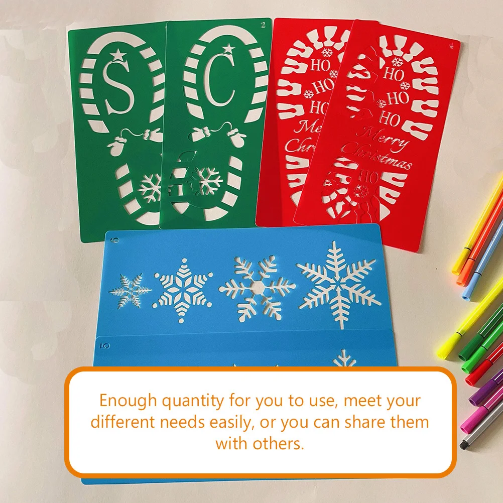 

6pcs Christmas Shoe Print Stencil Hollow-Out Painting Template For Diy Crafts Art Projects Xmas Drawing Templates Pet Reusable