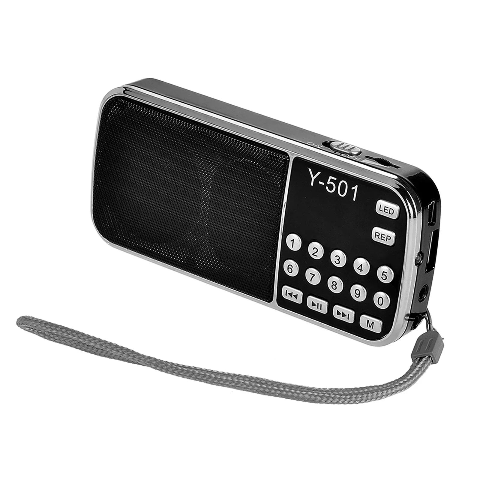 YABA Y-501 FM Radio Digital Portable 3W Stereo Speaker MP3 Audio Player w/ LED Flashlight Support USB Drive TF Card AUX-IN