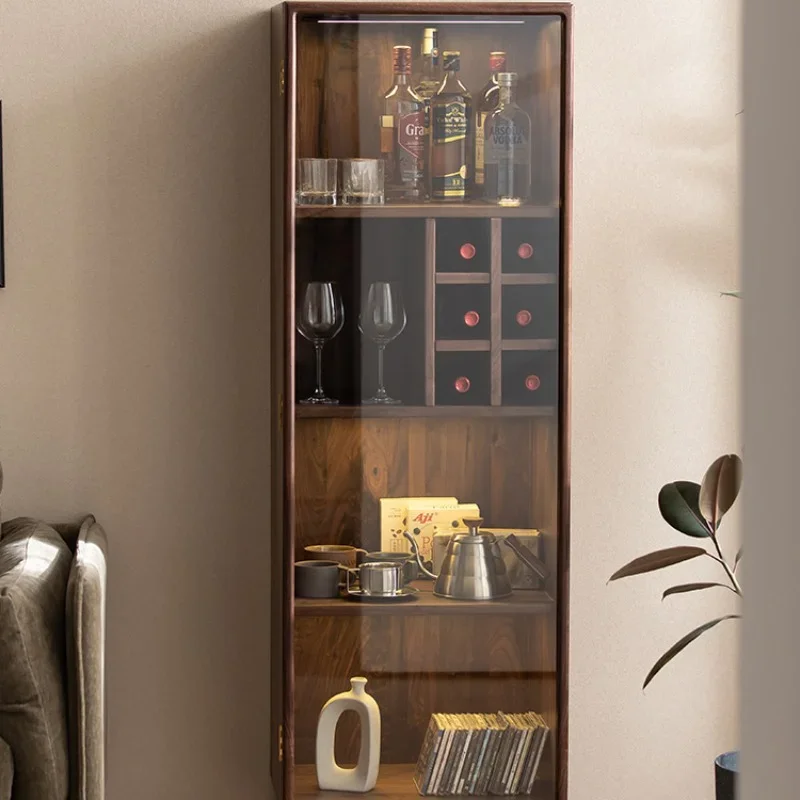 Liquor Modern Wine Cabinet Simplicity Wooden Wall Living Room Display Glass Estante Vinos European Wine Cabinet Furniture QF50JG