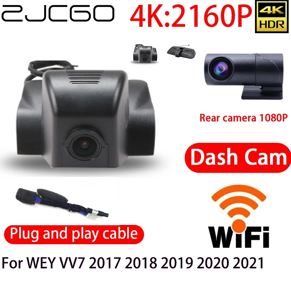 ZJCGO 4K DVR Dash Cam Wifi Front Rear Camera 24h Monitor For WEY VV7 2017 2018 2019 2020 2021