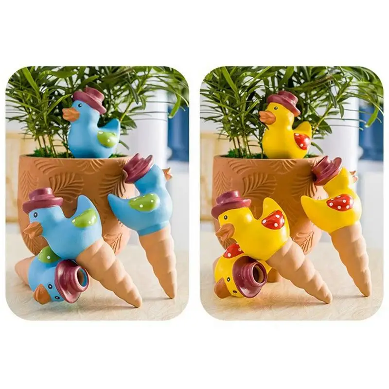 4pcs Plant Watering Spikes Decoration Cute Duck Watering Globes hassle free Garden Supplies for Indoor and Outdoor Plant Pot