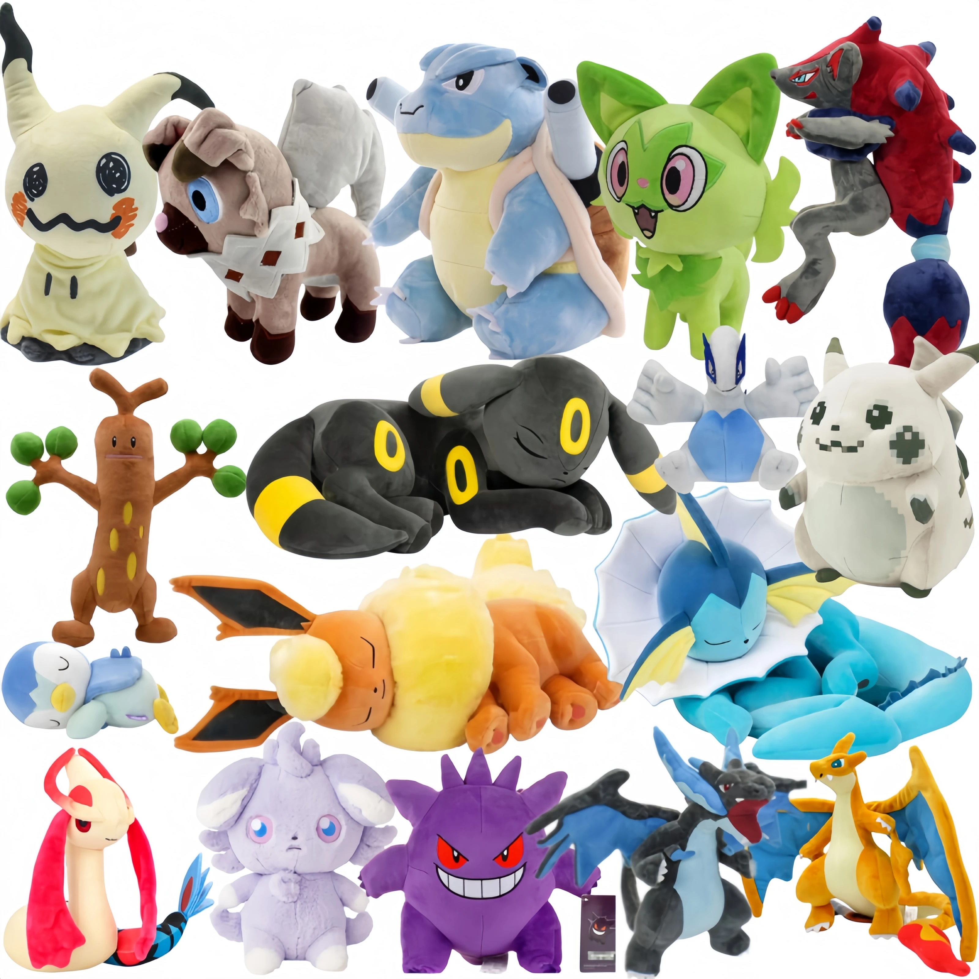 Boneco de Pelúcia Vaporeon Flareon Umbreon, Brinquedo Rockruff Sudowoodo Lugia Milotic Espurr Gengar Blastoise Zoroark Charizard