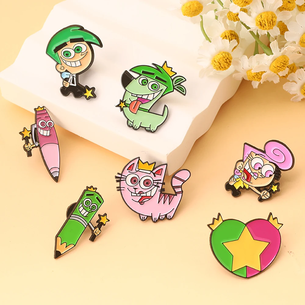 7pcs/set Cute Cartoon Animation Character Enamel Pins Funny Creative Hard Metal Brooches Backpack Lapel Badge Accessories Gift