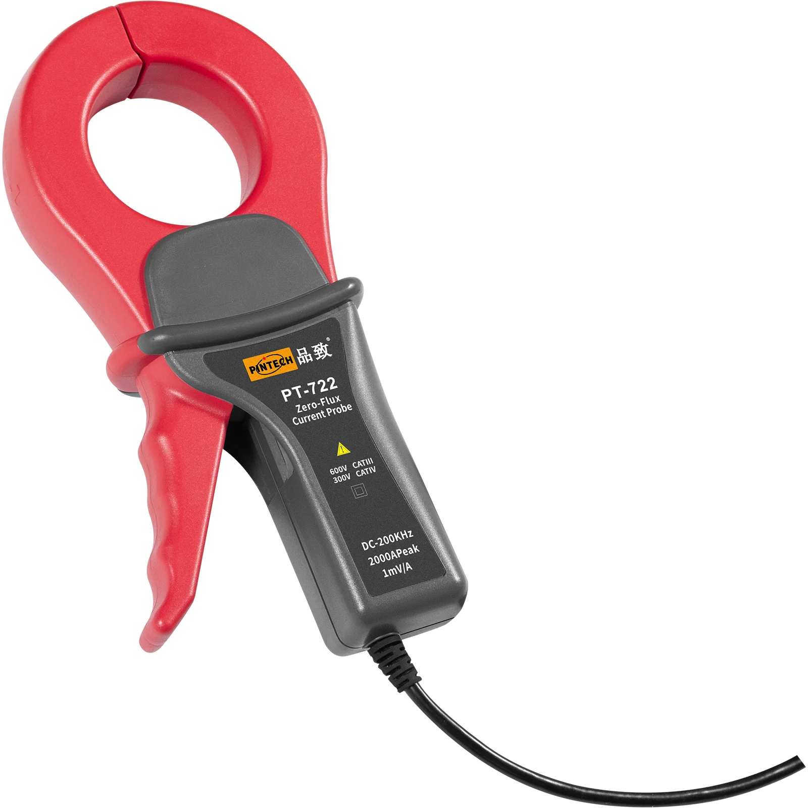PINTECH PT-722 AC/DC Current Clamp Probe for Oscilloscope 200kHz Bandwidth, 4000A, Zero Flux Current Probe with BNC Connector
