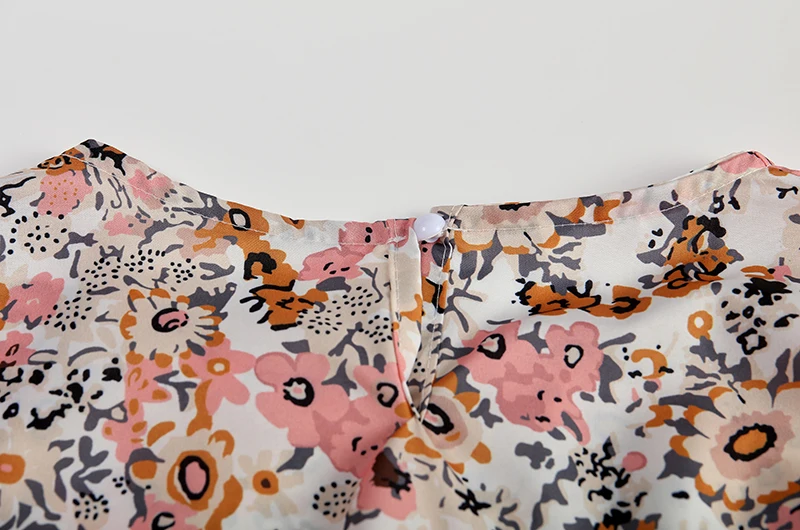 Spring Summer Printed Round Neck Casual Set Loose Long Dress with Pockets Middle Sleeve Cross-Border Women's Fashion