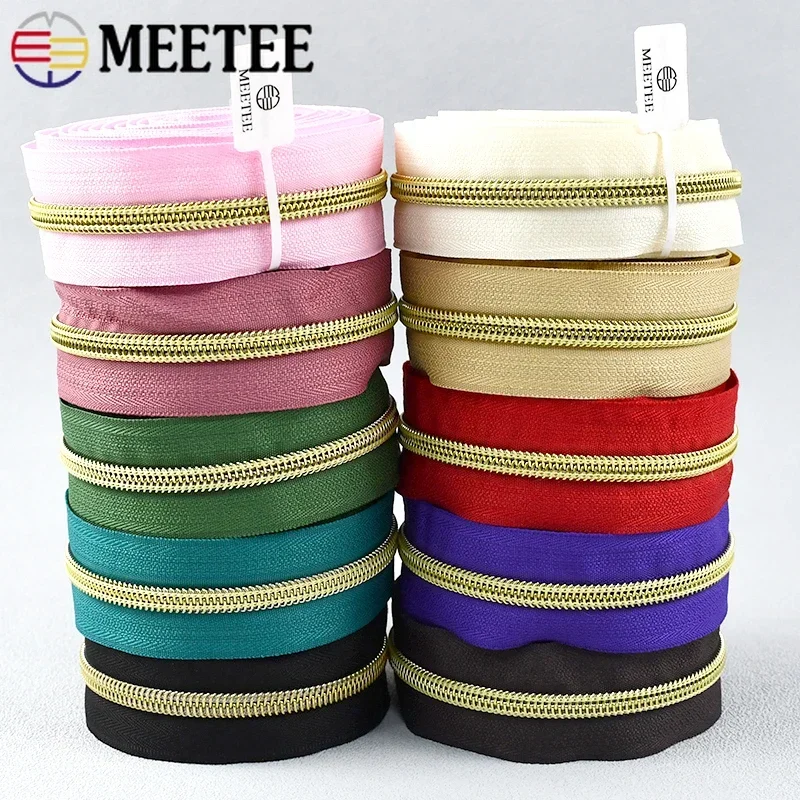 

1-5M 5# Nylon Zippers At The Meter Bag Plastic Sewing Zipper Tape Jackets Closure Zips Garment Zip Repair Kit DIY Accessories