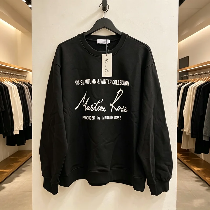 Signature Print MARTINE ROSE Round Neck Sweatshirts Men Women Black Loose High Quality Streetwear Hoodie Pullovers