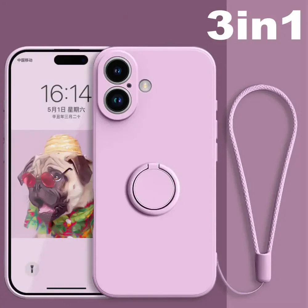 

Luxury Silicone Magnetic Case For iPhone Shockproof Ring Holder Back Cover