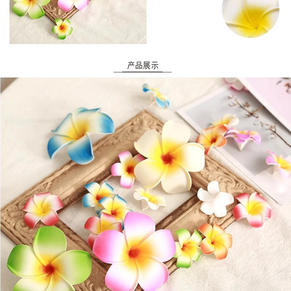 10 teile/los 4/5/6/7/8 cm Plumeria Hawaiian Schaum Frangipani Künstliche Blume Kopfschmuck Blumen hochzeit Party Dekoration – Detail 5