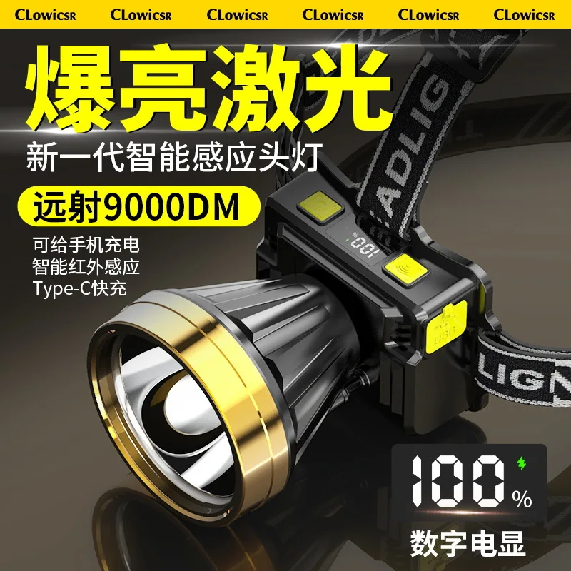 

New LCD Headlight Strong Light Super Bright Charging Endurance Super Long Miner's Lamp Night Fishing Induction Head-Mounted Flas