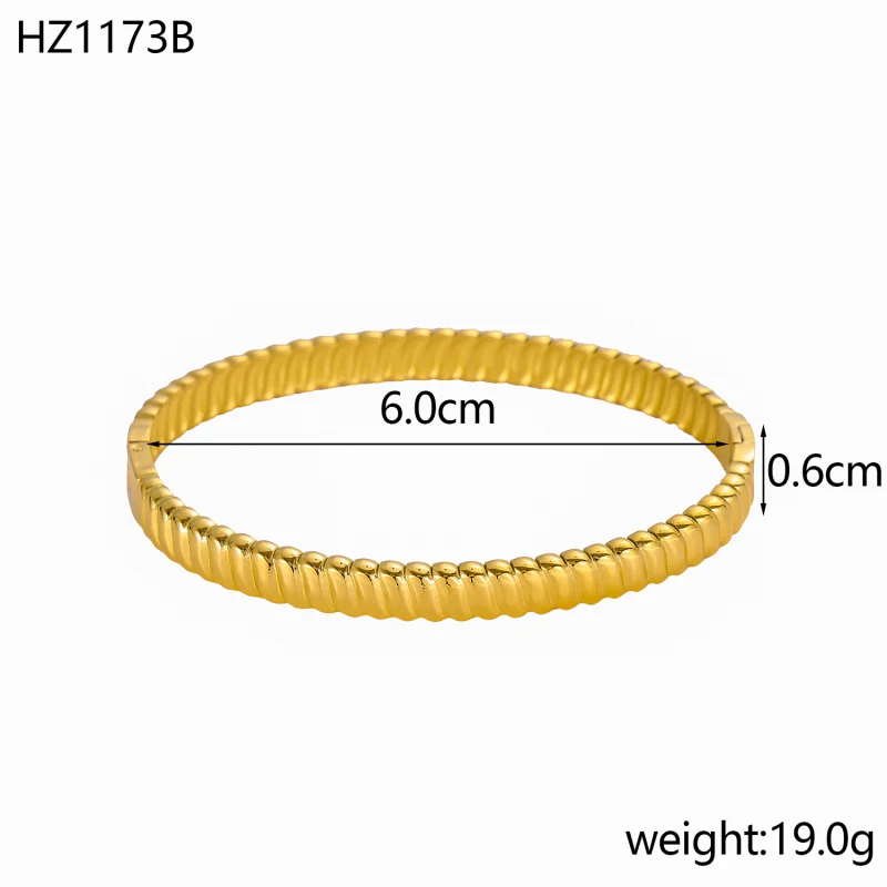 Neue Mode vergoldet minimalistische stapelbare Armreif Produkte Textur geometrische Edelstahl Armband für Frauen Mädchen Geschenk – Detail 8