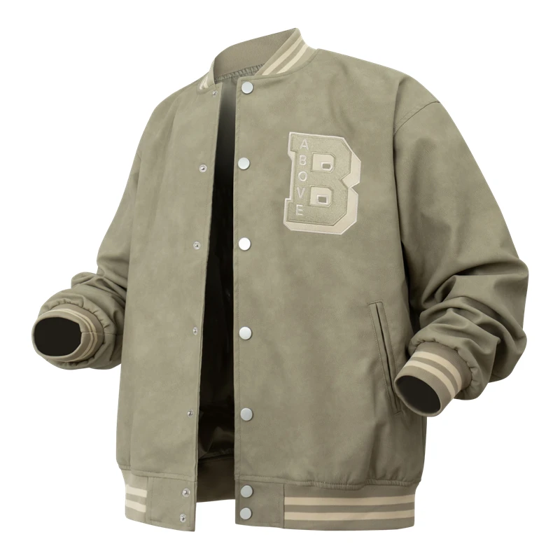 

Mens Faux Leather Jackets Letter Graphic Motorcycle Outerwear Biker Uniform Spring Autumn Casual Vintage Baseball Coats