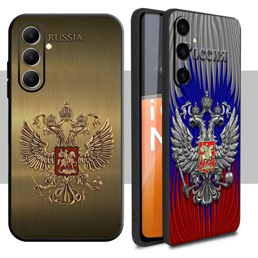 badge R-Russian flag Phone Case For Samsung Galaxy A16 A56 A36 A26 A06 A55 A54 A15 A35 A25 Soft Black