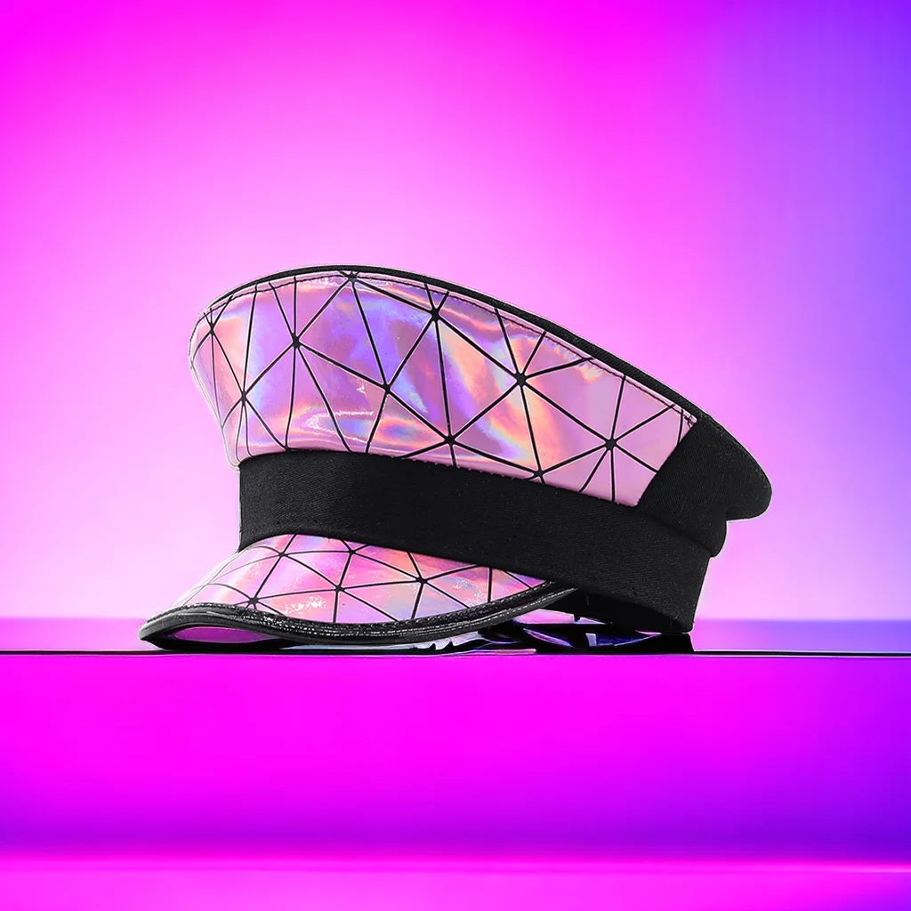 Sombrero militar de cuero rosa para mujer, visera de oficial de Alemania, gorra de policía Cortical, sombrero de Halloween, sombrero de cantante de fiesta, nuevo