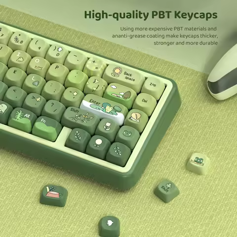 Womier Matcha Green Frog Theme Key Cap 132 Keys MOA Profile Dye Sub Custom Keycaps for Cherry MX Switches Mechanical Keyboard