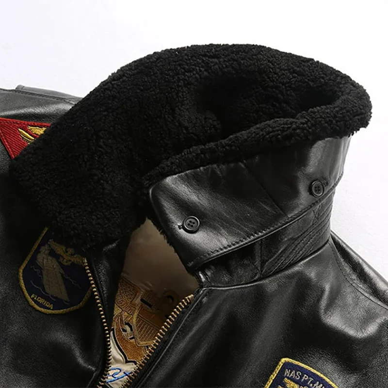 winter G1 Top Gun jacket's accessories Brown and black original fur collar Detachable sheepskin wool collar