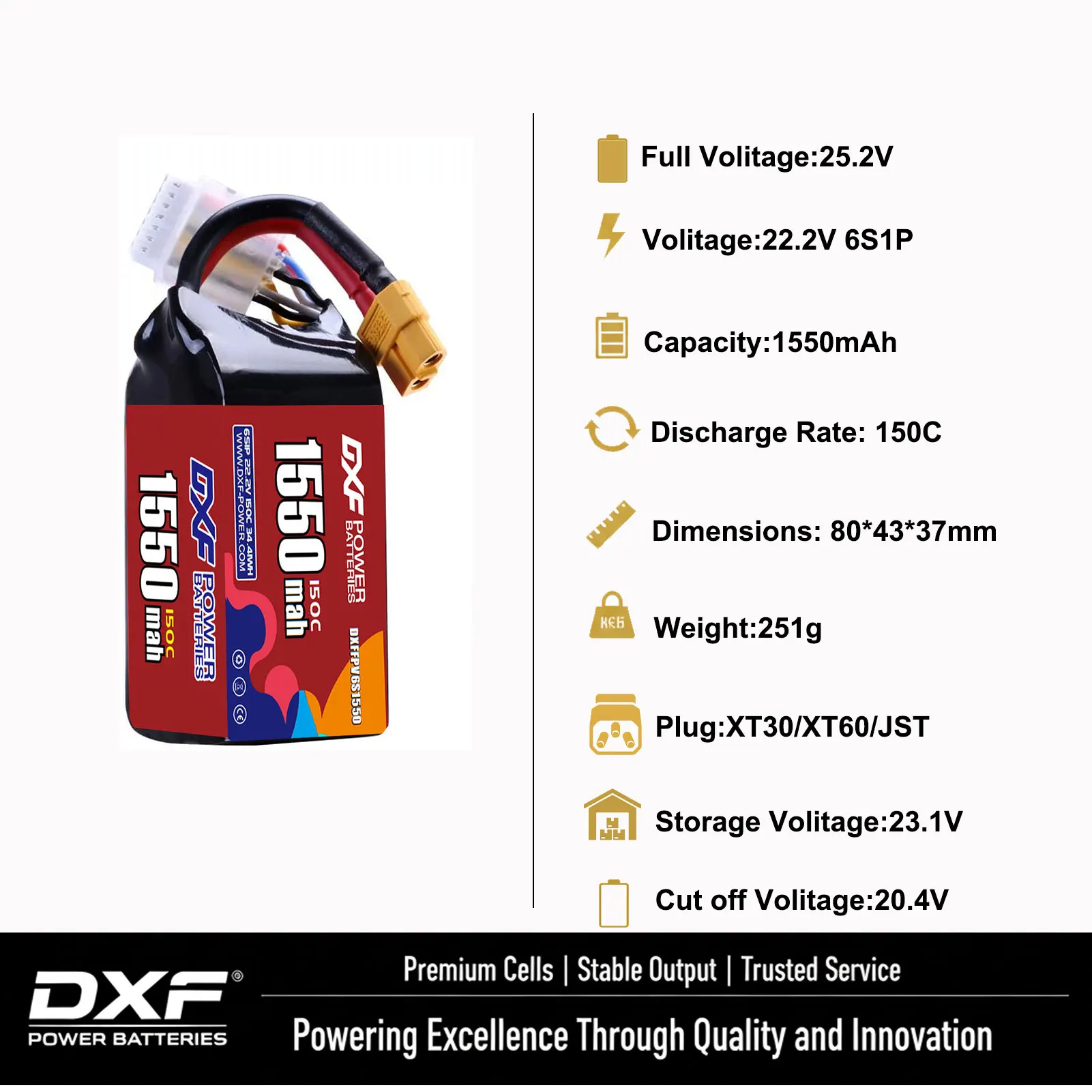 DXF Lipo batterie 2S 3S 4S 6S 10000mAh 9200mAh 6500mAh 7000mAh 350mAh 380mAh 550mAh 1550mAh 2200mAh pour voiture FPV quadrirotor Drone