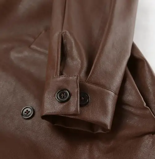 Women's Retro Temperament Suit Collar Loose Leather Jacket Autumn/Winter Fashion New Style 2025