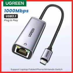 UGREEN USB C Ethernet ağ adaptörü USB RJ45 USB Ethernet adaptörü Laptop için Macbook Samsung S20 USB Ethernet ağ kart