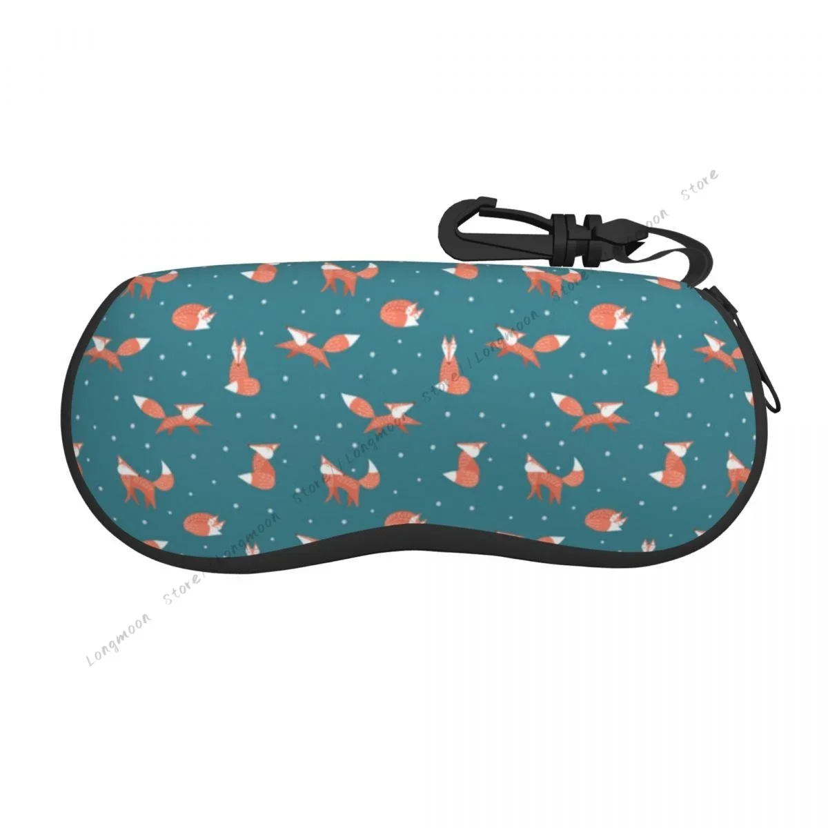 Portable Eyewear Case Cartoon Foxes Woodland Animals Sunglasses Soft  Glasses Box with Lanyard Zipper Eyeglass 