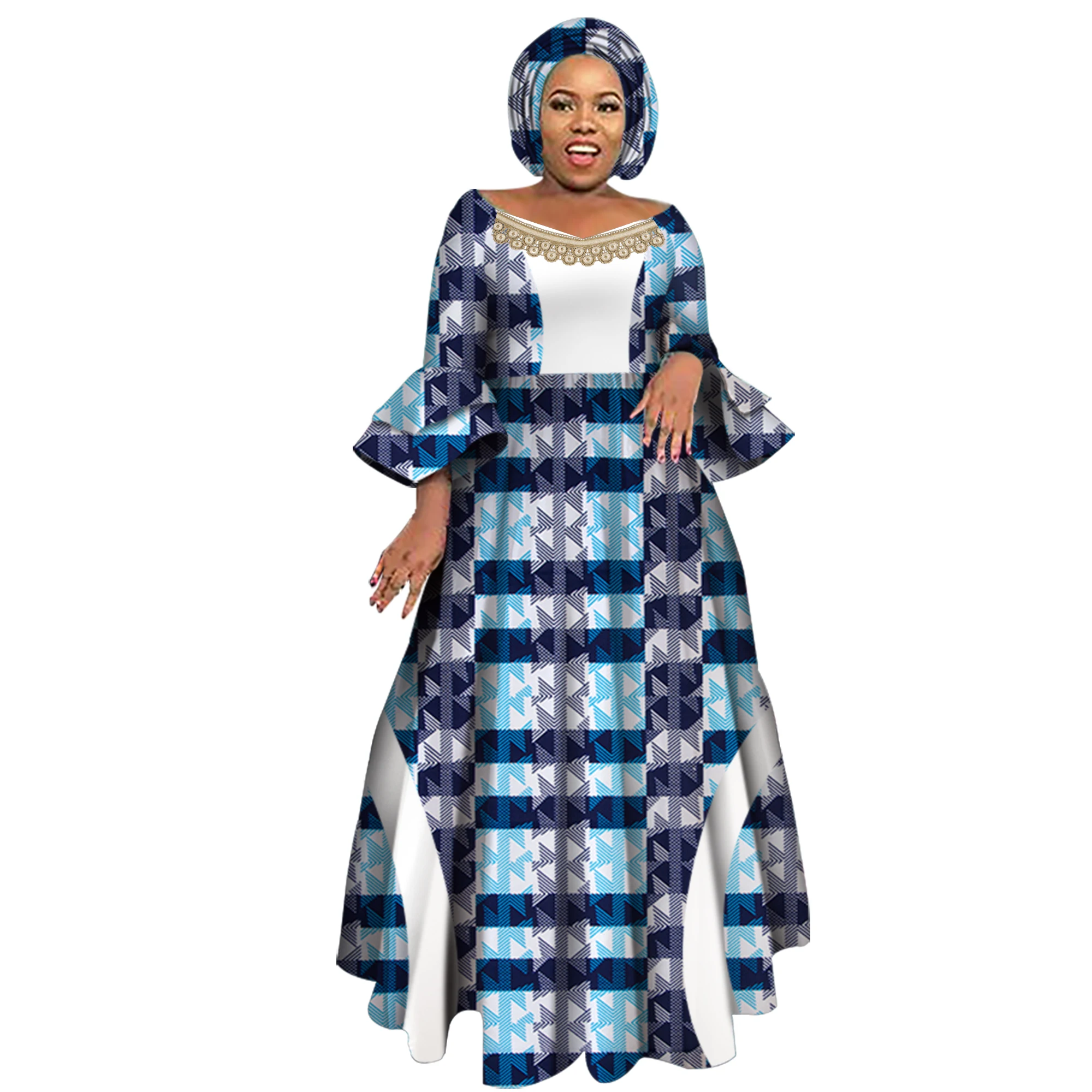 Abiti a maniche lunghe per donna festa nuziale Casual data Dashiki abiti da donna africani 2021 abiti africani per donna WY3819