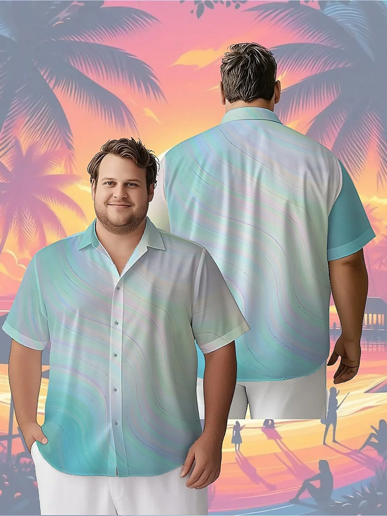 

Men's Plus Size Hawaiian Shirts Dream Gradient Pattern, Unisex Aloha Shirts,New in Summer Tops Tee,streetwear