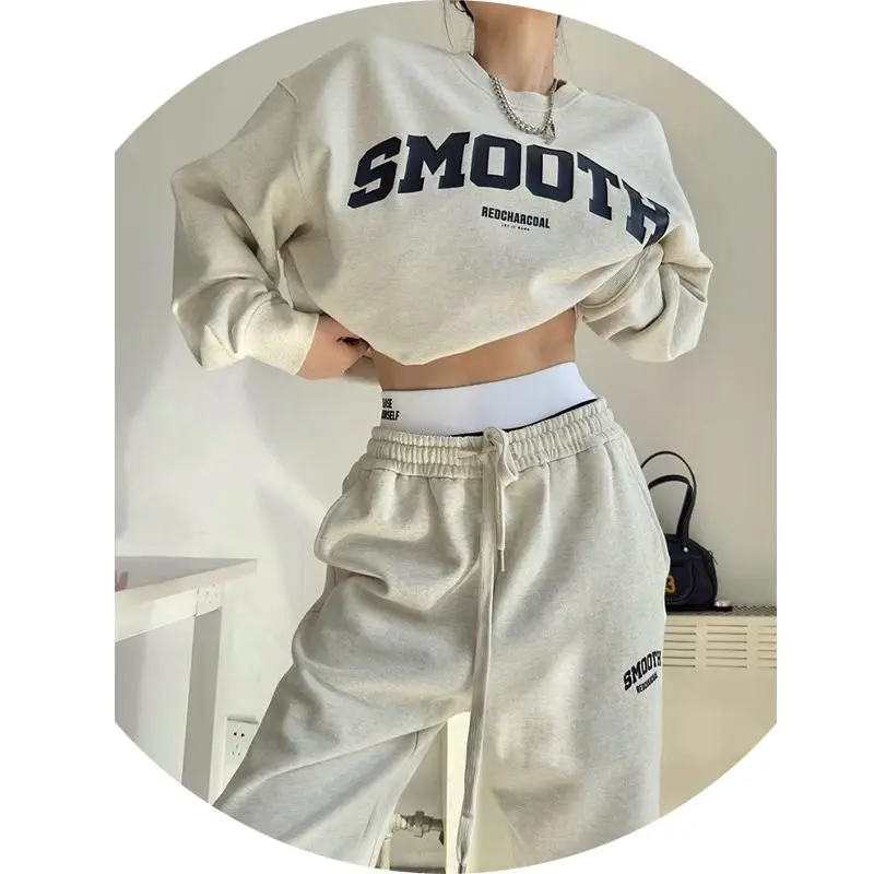 

Sports suit for women 2024 Spring and Autumn new college style Korean loose and fashionable hoodie casual two-piece running suit