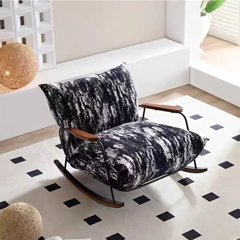 

ls 27New Italian light luxury designer fabric single balcony leisure chair modern lunch break rocking chair
