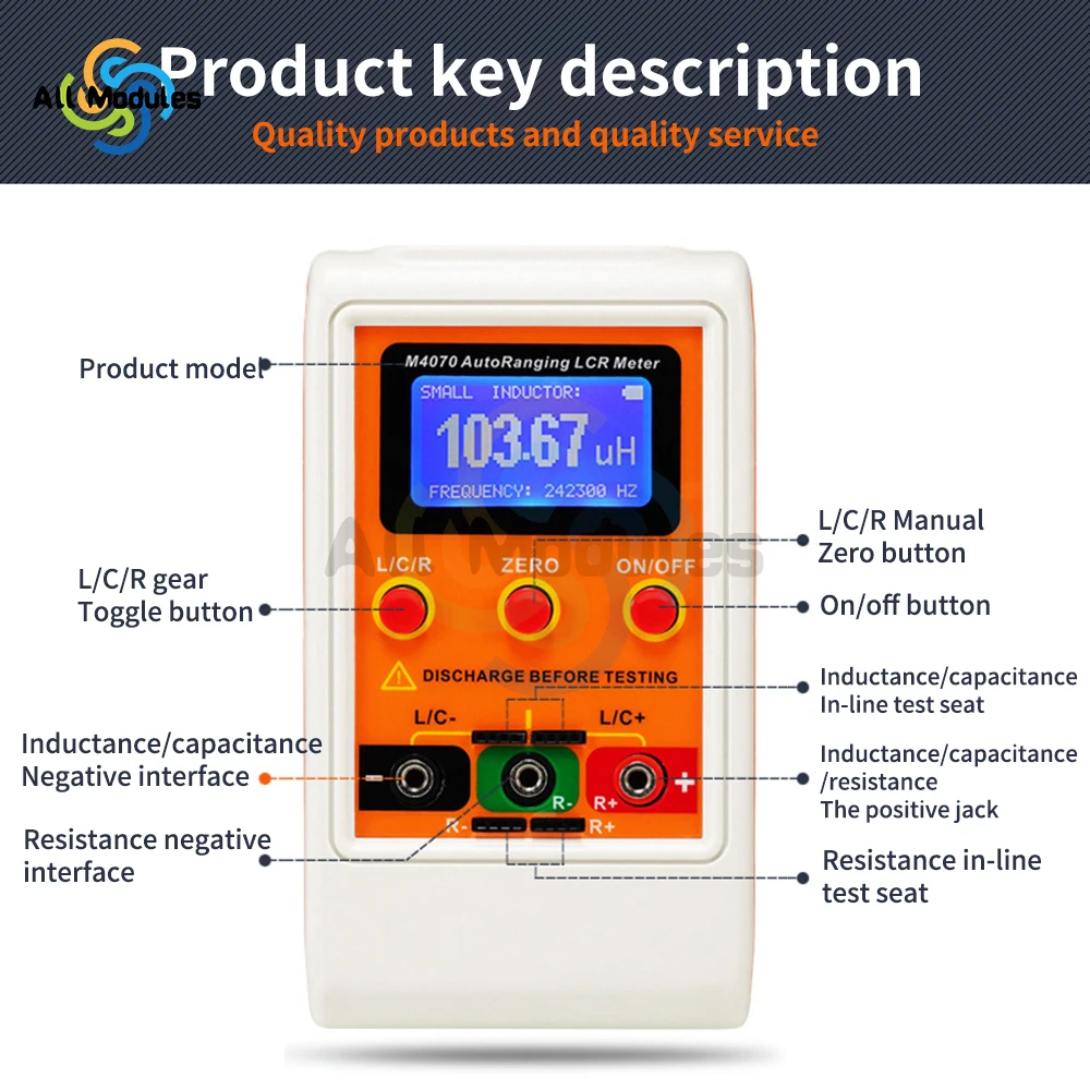 M4070, high precision 1% digital bridge automatic range capacitance meter handheld LCR tester