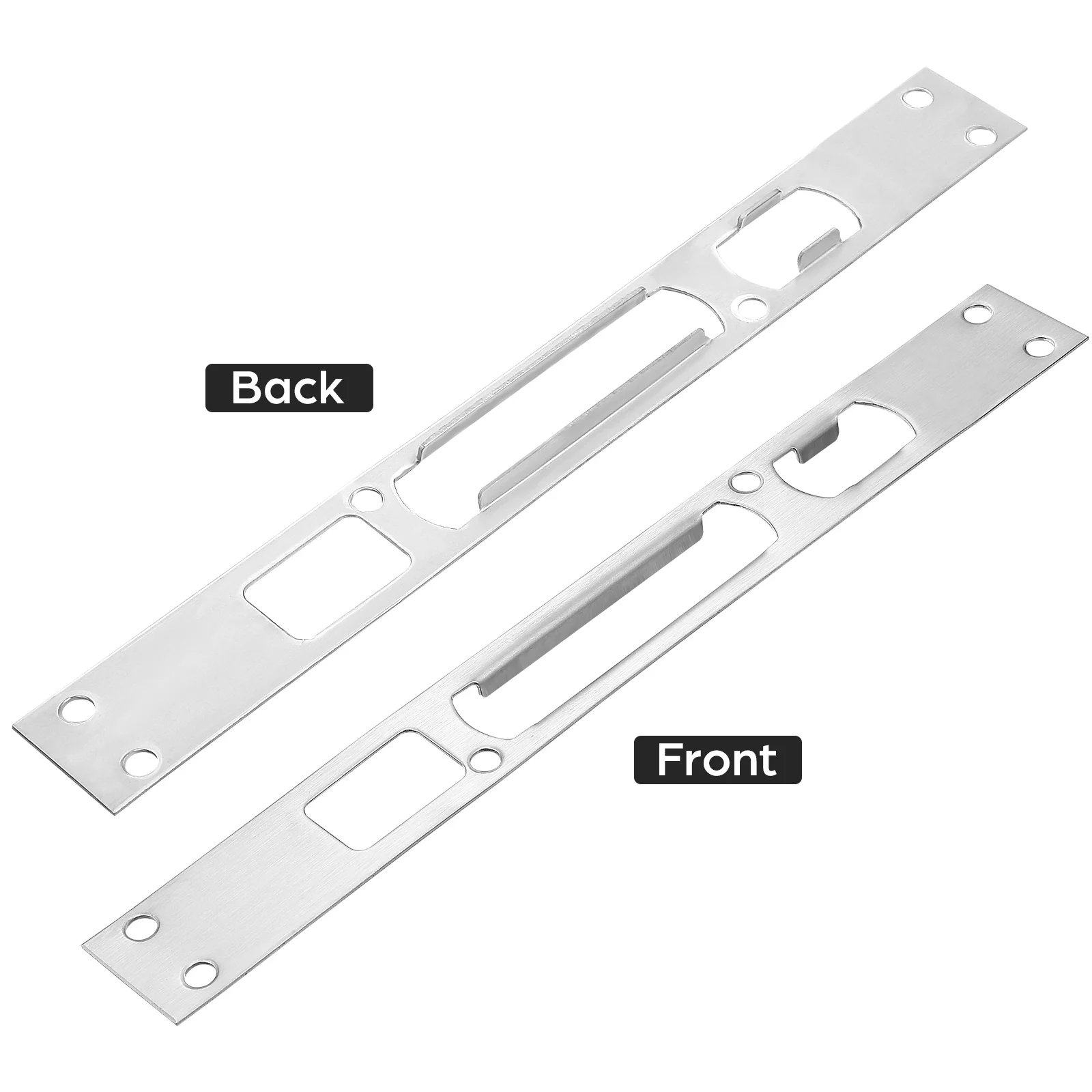 Placas de refuerzo de marco de puerta, cubierta de seguridad de acero inoxidable de 1,2mm de espesor, cerradura de puerta negra y plateada, 2 uds.