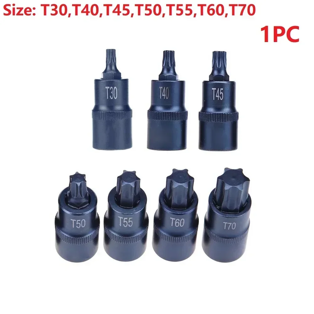 Imagem -03 - Torx Screwdriver Bit Adapter Soquete Bits Adapter Ferramenta de Mão para Chaves de Catraca T30 T40 T45 T50 T55 T60 T70 2