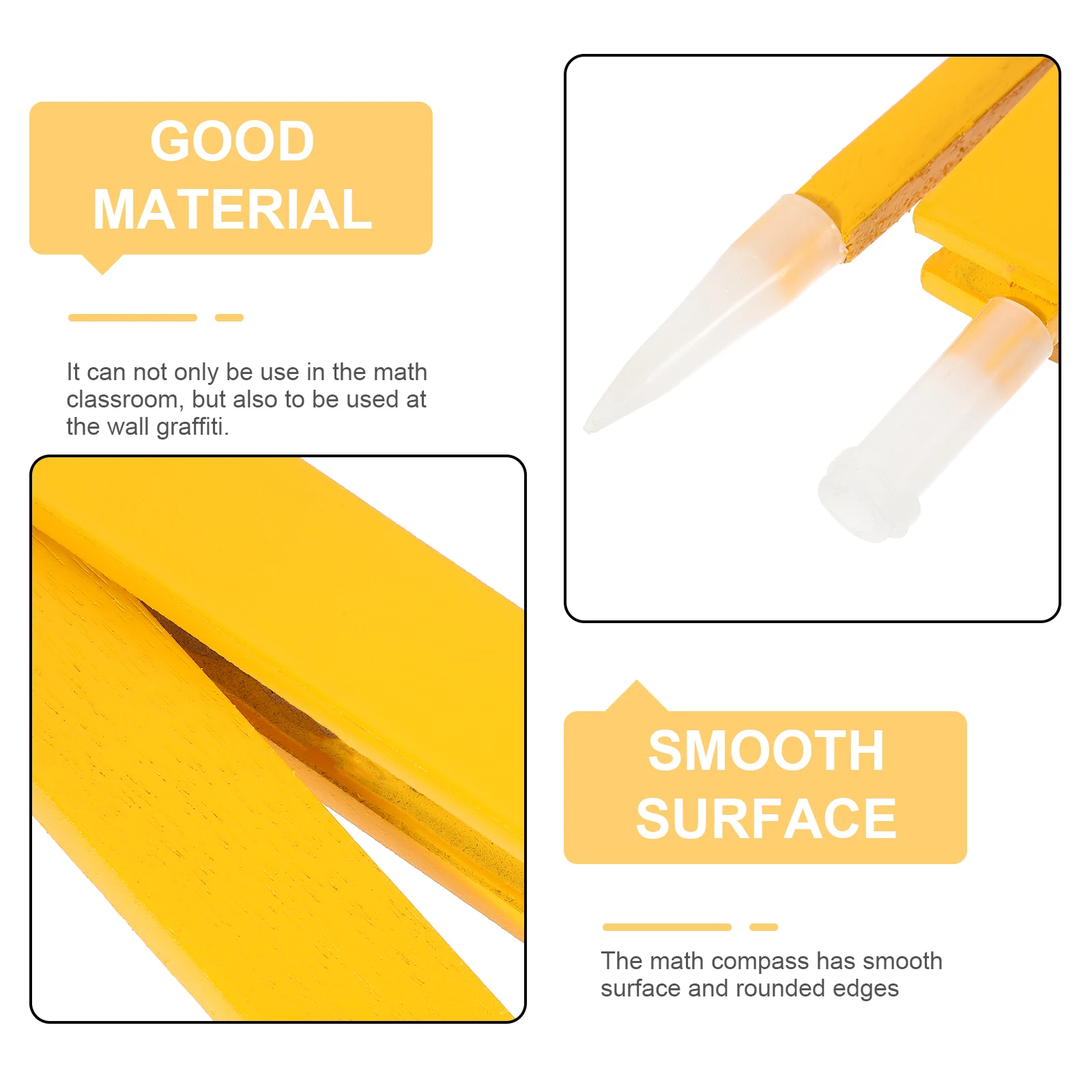 Math Compass for School Geometry Teaching Tool Supplies Plastic Drawing Aid Teacher Use Circular Ruler Smooth Edge