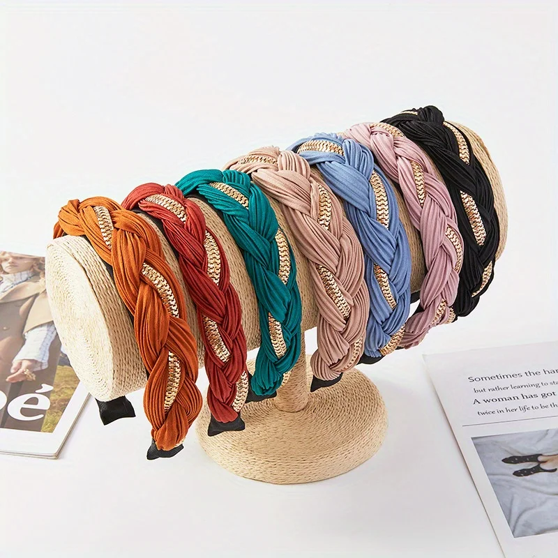 

Wide Side Crinkle Cloth Headband with Multi-Layer Cross Knot Design Women's Braid Style Hair Accessory for Wholesale