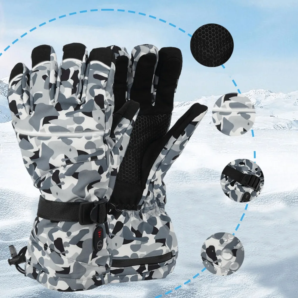 Beheizte Handschuhe mit 3 Einstellungen und reflektierenden Streifen zum Skifahren, Schlittschuhlaufen, Angeln, Weihnachts-, Neujahrs- und Geburtstagsgeschenke