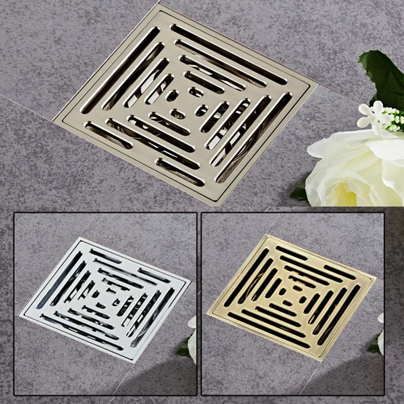 10x10cm Square Brass Floor Drain Deodorant Anti-odor Bathroom Hardware Accessories Bathroom Waste Drain