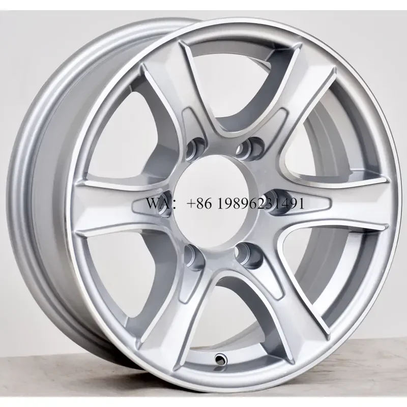 customizedWmwmnu 16 Inch 6 Lug Black and Silver Trailer Rim Wheel 6 on 5.5 Bolt Pattern 6 Inch Width for Thoroughbred