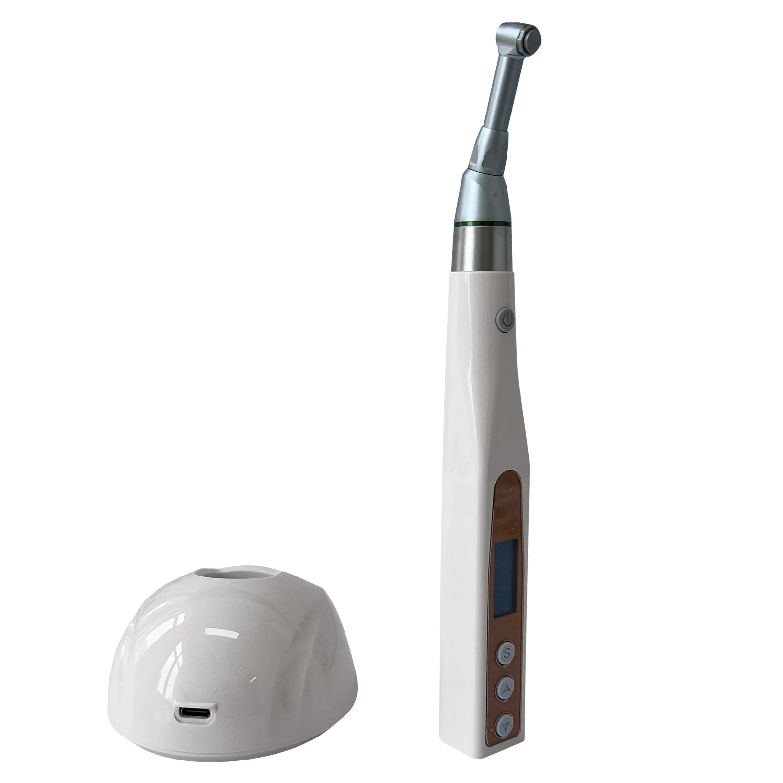 Dental Cordless Electric 4:1 Reduction Contra Angle Handpiece LCD Screen Reciprocating Hygiene Prophy Swivel / Polish Cups