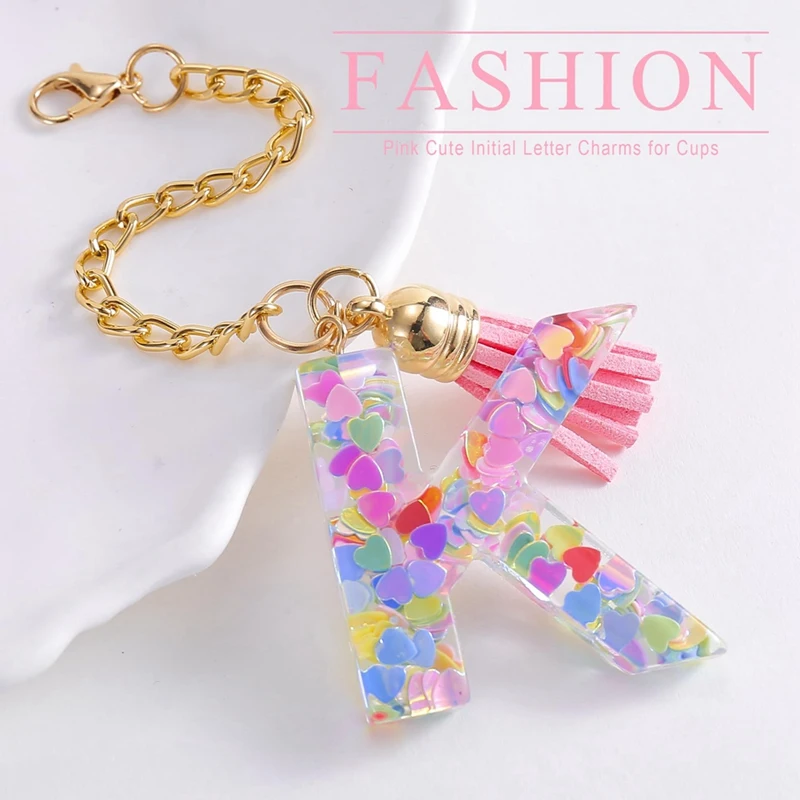 Letter Charm Accessories For Stanley-Cup 1 PCS Cute Initial Keychain Handle Charm For Stanley-Tumbler For Women Girls