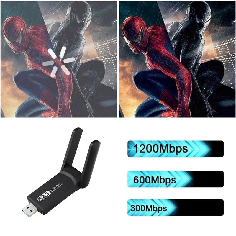 2,4G 5G 1200 Мбит/с Usb Беспроводная сетевая карта Адаптер Антенна AP Wi-Fi Двухдиапазонный Wi-Fi Usb 3.0 Lan Ethernet 1200M