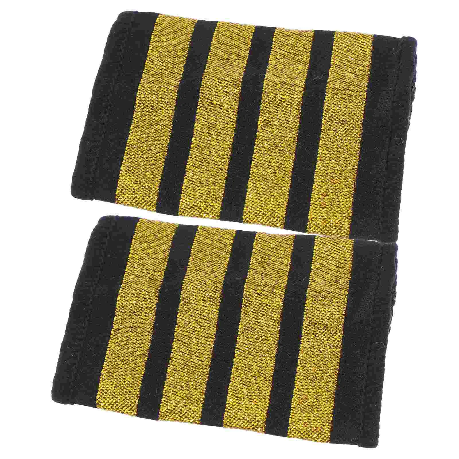 

Pilot's Epaulettes Airline Uniform Epaulets Captain Airplane Costume Party Polyester Flight Attendant Child