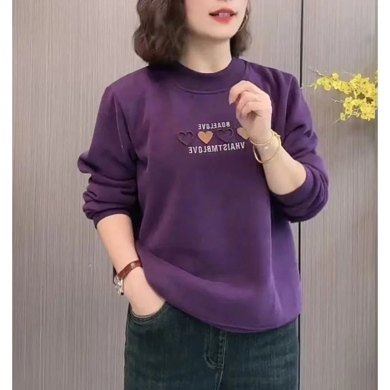 Felpa ispessita da donna in stile autunno e inverno più velluto per tenere al caldo e alla moda Top ampio casual versatile