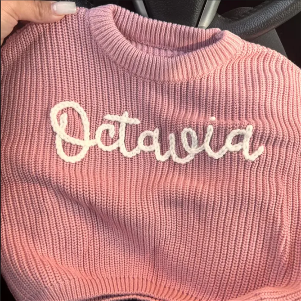 Personalized Sweaters for Cherished Infants - Celebrate Your Little One’s Name with Unique Custom Designs Chunky Knit Sweaters