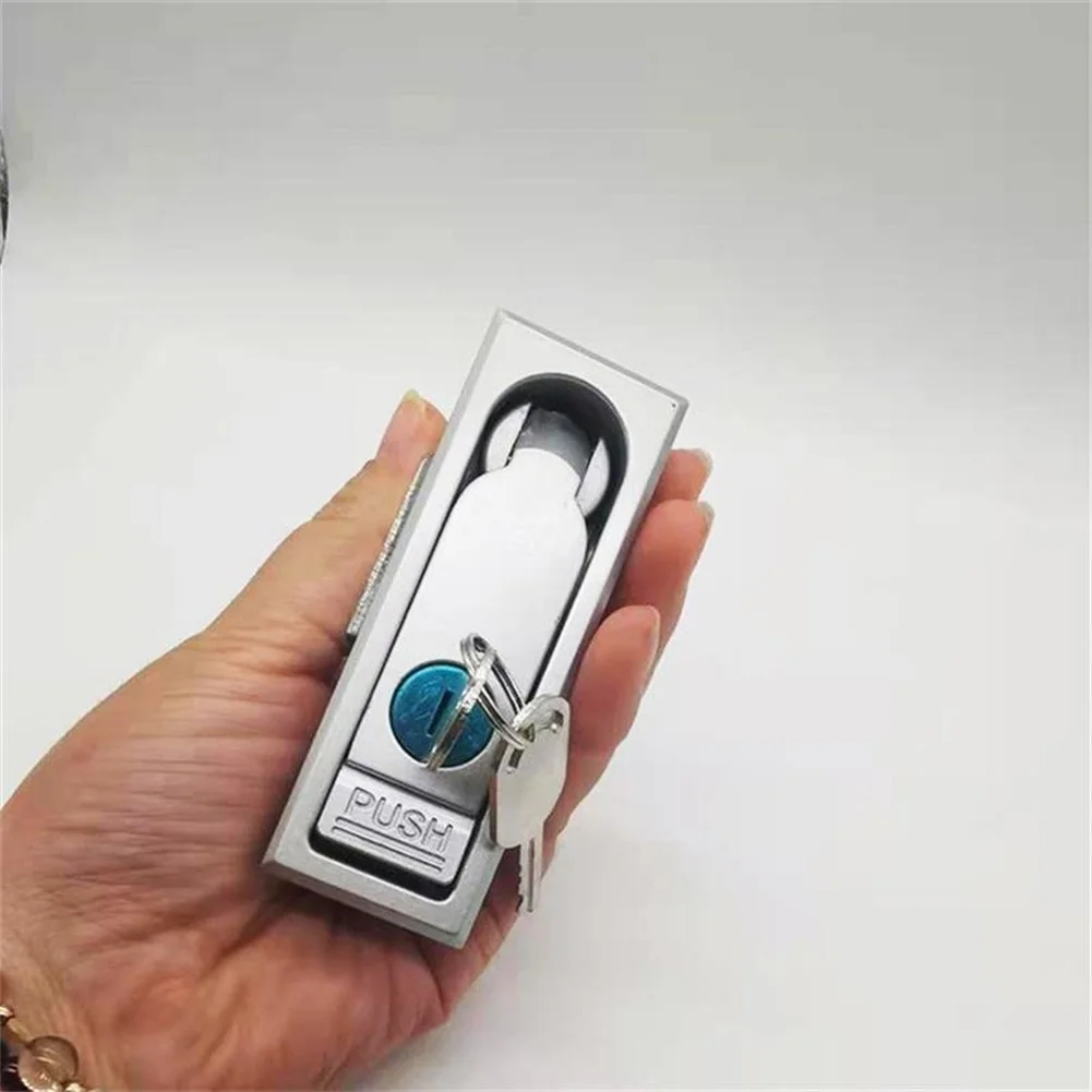 Silver Flat Cabinet Lock Zinc Alloy Industrial Electric Panel Lock For Power Distribution Control Cabinets Enclosures 132x33.5mm